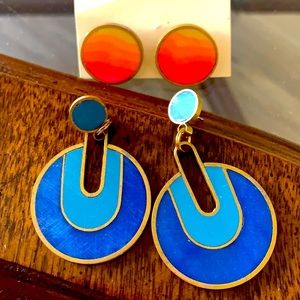 Retro Style Polymer Earrings 2 pairs
